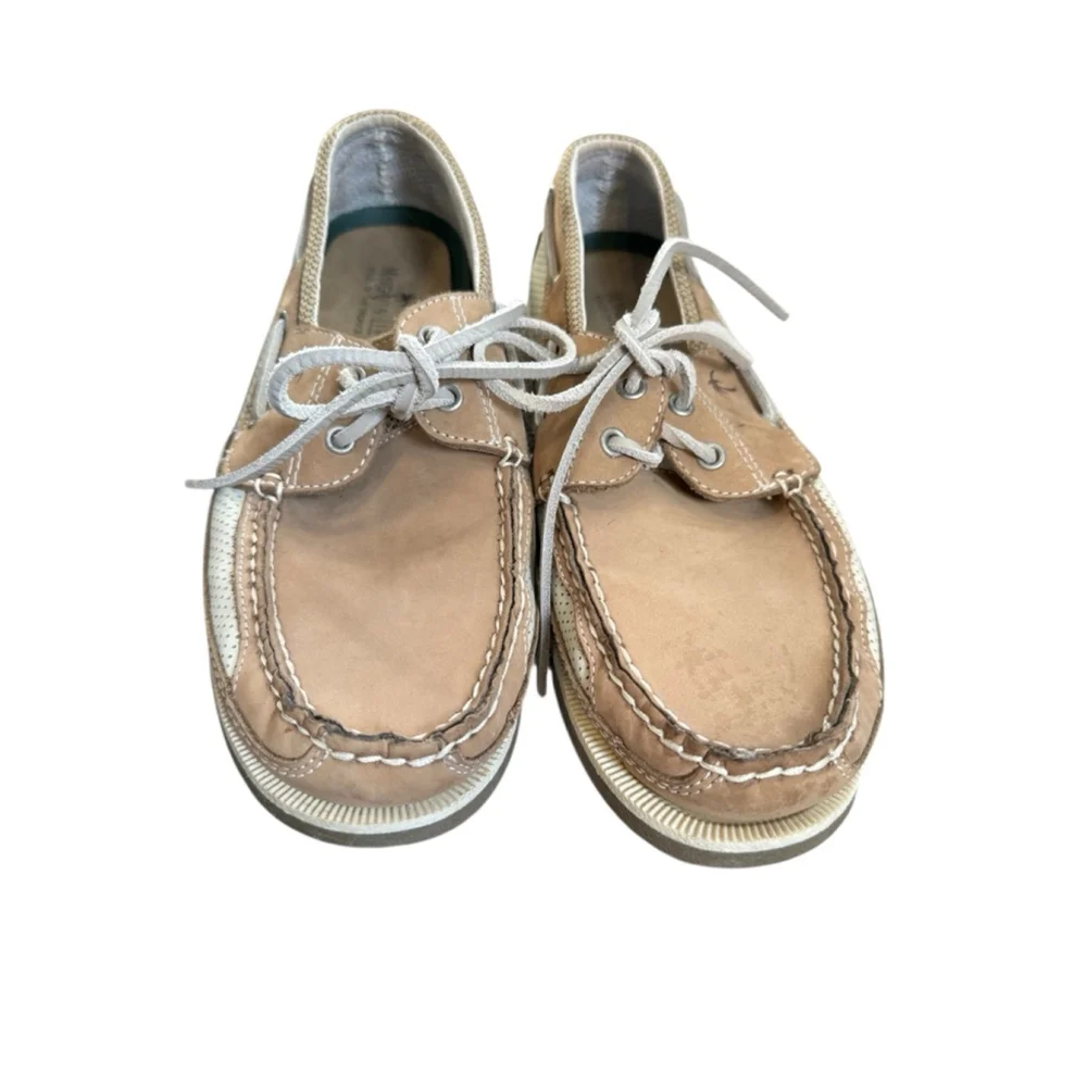 Margaritaville Tan Leather Boat Shoes Size 11